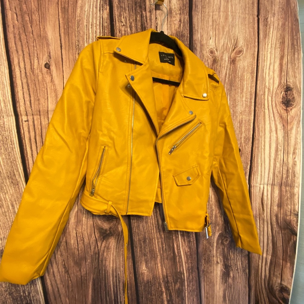 Mustard yellow leather jacket